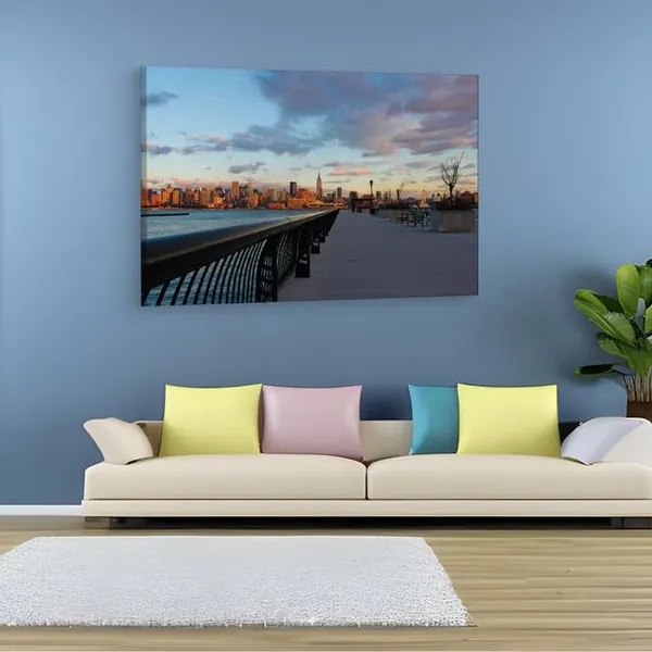 Multicolor_New_Jersey_Waterfront,_Wooden_Framed_Canvas_Paintings_|_For_Home_Decor_|_Bedroom,_Living_Room,Wall_Decoration_|_Wall_Art_Painting,_Ct0138,_Size_16_X_24_In