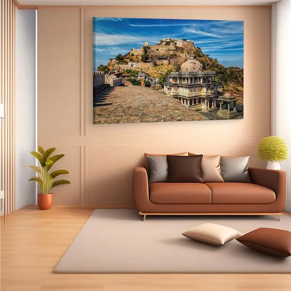 Multicolor_Kumbhalgarh_|_Fort,_Wooden_Framed_Canvas_Paintings_|_For_Home_Decor_|_Bedroom,_Living_Room,Wall_Decoration_|_Wall_Art_Painting,_Ct0141,_Size_16_X_24_In