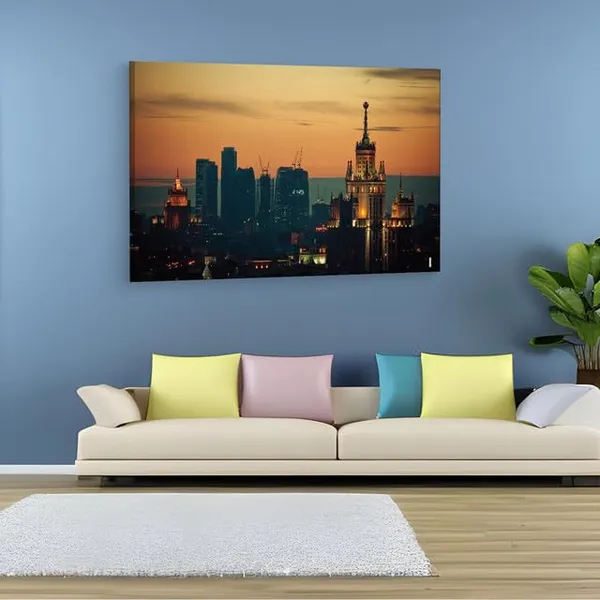 Multicolor_Moscow_Sunset,_Wooden_Framed_Canvas_Paintings_|_For_Home_Decor_|_Bedroom,_Living_Room,Wall_Decoration_|_Wall_Art_Painting,_Ct0150,_Size_16_X_24_In