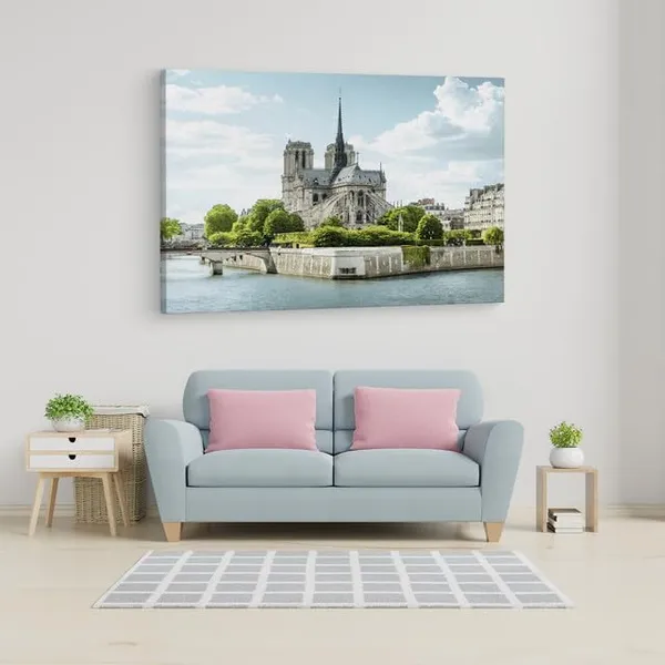 Multicolor_Cathodrale_Notre-Dame_De_Paris,_Wooden_Framed_Canvas_Paintings_|_For_Home_Decor_|_Bedroom,_Living_Room,Wall_Decoration_|_Wall_Art_Painting,_Ct0159,_Size_16_X_24_In