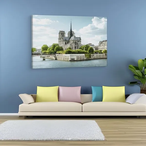 Multicolor_Cathodrale_Notre-Dame_De_Paris,_Wooden_Framed_Canvas_Paintings_|_For_Home_Decor_|_Bedroom,_Living_Room,Wall_Decoration_|_Wall_Art_Painting,_Ct0159,_Size_16_X_24_In