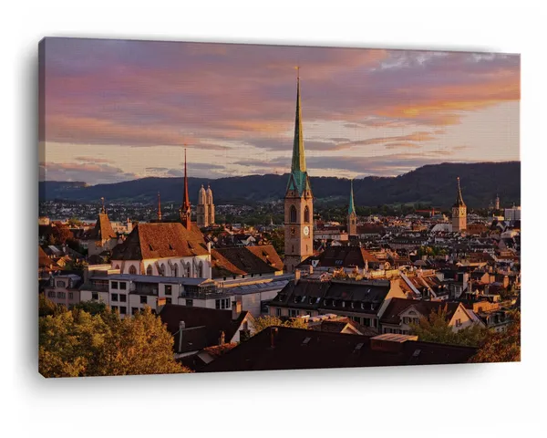 Multicolor_Lake_Zurich,_Wooden_Framed_Canvas_Paintings_|_For_Home_Decor_|_Bedroom,_Living_Room,Wall_Decoration_|_Wall_Art_Painting,_Ct0161,_Size_16_X_24_In