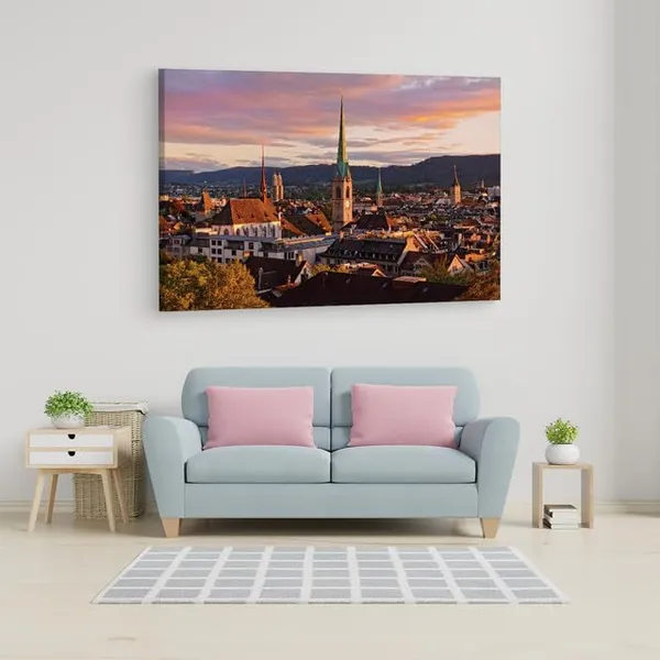 Multicolor_Lake_Zurich,_Wooden_Framed_Canvas_Paintings_|_For_Home_Decor_|_Bedroom,_Living_Room,Wall_Decoration_|_Wall_Art_Painting,_Ct0161,_Size_16_X_24_In