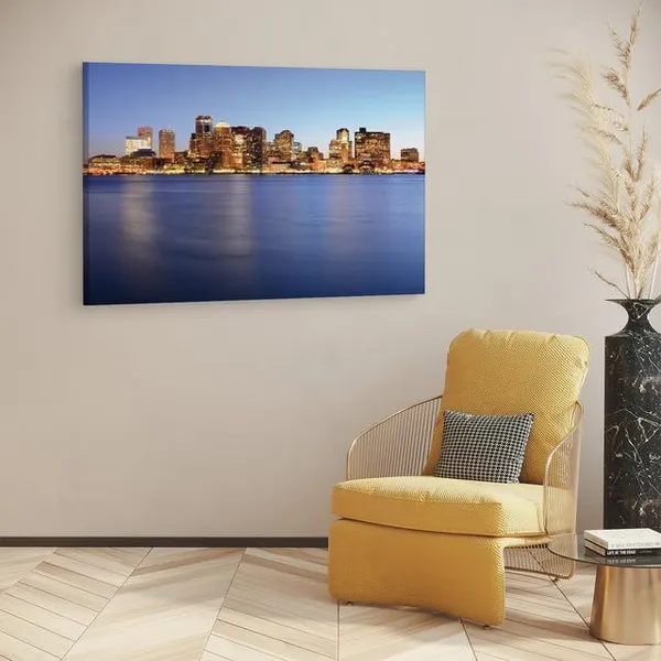 Multicolor_Twilight_Boston_Skyline,_Wooden_Framed_Canvas_Paintings_|_For_Home_Decor_|_Bedroom,_Living_Room,Wall_Decoration_|_Wall_Art_Painting,_Ct0169,_Size_16_X_24_In