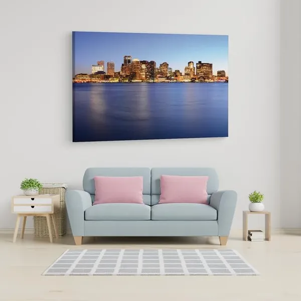 Multicolor_Twilight_Boston_Skyline,_Wooden_Framed_Canvas_Paintings_|_For_Home_Decor_|_Bedroom,_Living_Room,Wall_Decoration_|_Wall_Art_Painting,_Ct0169,_Size_16_X_24_In