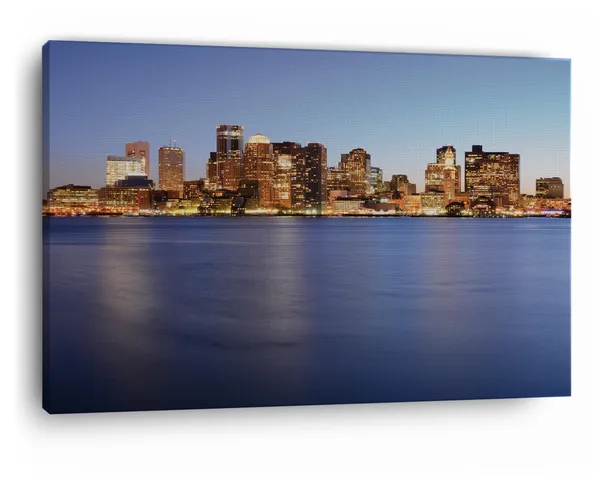 Multicolor_Twilight_Boston_Skyline,_Wooden_Framed_Canvas_Paintings_|_For_Home_Decor_|_Bedroom,_Living_Room,Wall_Decoration_|_Wall_Art_Painting,_Ct0169,_Size_16_X_24_In
