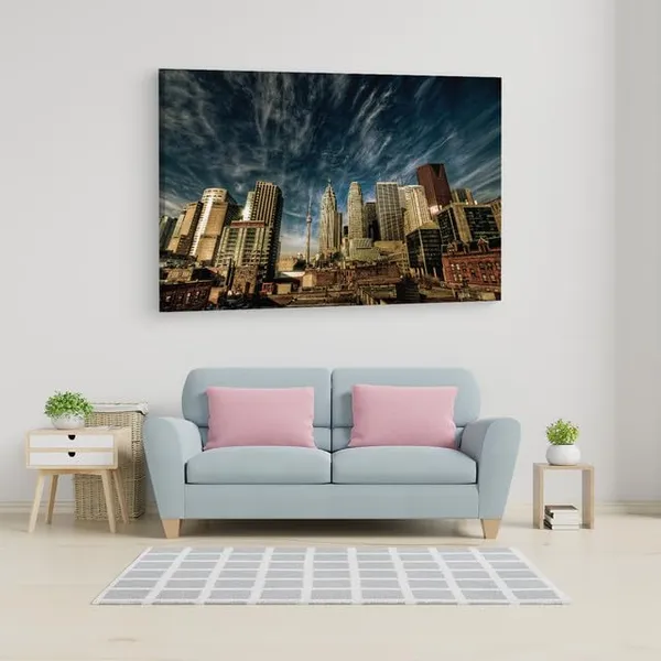 Multicolor_City,_Toronto,_Canada,_Wooden_Framed_Canvas_Paintings_|_For_Home_Decor_|_Bedroom,_Living_Room,Wall_Decoration_|_Wall_Art_Painting,_Ct0172,_Size_16_X_24_In