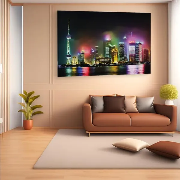 Multicolor_Pudong_Shanghai_Night,_Wooden_Framed_Canvas_Paintings_|_For_Home_Decor_|_Bedroom,_Living_Room,Wall_Decoration_|_Wall_Art_Painting,_Ct0183,_Size_16_X_24_In