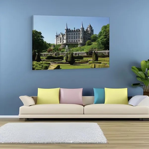 Multicolor_Dunrobin_Castle_&_Gardens,_Wooden_Framed_Canvas_Paintings_|_For_Home_Decor_|_Bedroom,_Living_Room,Wall_Decoration_|_Wall_Art_Painting,_Ct0184,_Size_16_X_24_In