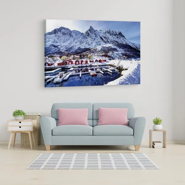 Multicolor_Norway_Village_Winter,_Wooden_Framed_Canvas_Paintings_|_For_Home_Decor_|_Bedroom,_Living_Room,Wall_Decoration_|_Wall_Art_Painting,_Ct0185,_Size_16_X_24_In