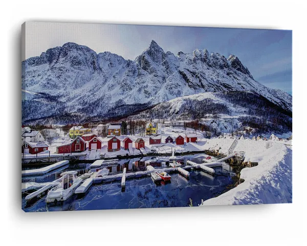Multicolor_Norway_Village_Winter,_Wooden_Framed_Canvas_Paintings_|_For_Home_Decor_|_Bedroom,_Living_Room,Wall_Decoration_|_Wall_Art_Painting,_Ct0185,_Size_16_X_24_In