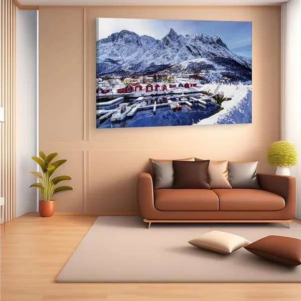 Multicolor_Norway_Village_Winter,_Wooden_Framed_Canvas_Paintings_|_For_Home_Decor_|_Bedroom,_Living_Room,Wall_Decoration_|_Wall_Art_Painting,_Ct0185,_Size_16_X_24_In