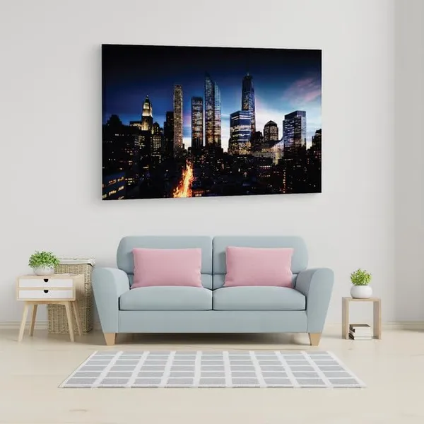 Multicolor_Manhattan_Skyline_Night,_Wooden_Framed_Canvas_Paintings_|_For_Home_Decor_|_Bedroom,_Living_Room,Wall_Decoration_|_Wall_Art_Painting,_Ct0192,_Size_16_X_24_In