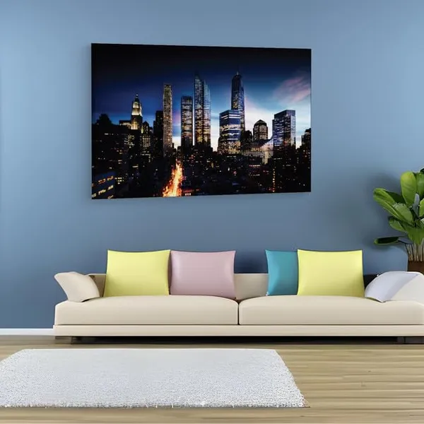 Multicolor_Manhattan_Skyline_Night,_Wooden_Framed_Canvas_Paintings_|_For_Home_Decor_|_Bedroom,_Living_Room,Wall_Decoration_|_Wall_Art_Painting,_Ct0192,_Size_16_X_24_In