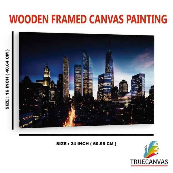 Multicolor_Manhattan_Skyline_Night,_Wooden_Framed_Canvas_Paintings_|_For_Home_Decor_|_Bedroom,_Living_Room,Wall_Decoration_|_Wall_Art_Painting,_Ct0192,_Size_16_X_24_In