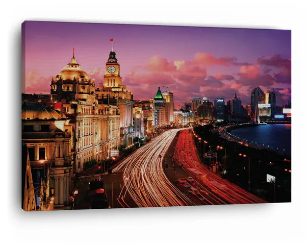 Multicolor_The_Bund,_Wooden_Framed_Canvas_Paintings_|_For_Home_Decor_|_Bedroom,_Living_Room,Wall_Decoration_|_Wall_Art_Painting,_Ct0203,_Size_16_X_24_In