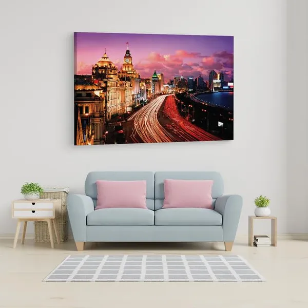 Multicolor_The_Bund,_Wooden_Framed_Canvas_Paintings_|_For_Home_Decor_|_Bedroom,_Living_Room,Wall_Decoration_|_Wall_Art_Painting,_Ct0203,_Size_16_X_24_In