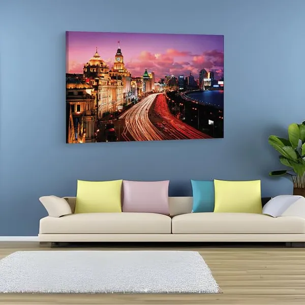 Multicolor_The_Bund,_Wooden_Framed_Canvas_Paintings_|_For_Home_Decor_|_Bedroom,_Living_Room,Wall_Decoration_|_Wall_Art_Painting,_Ct0203,_Size_16_X_24_In