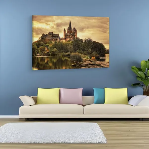 Multicolor_Limburg_Cathedral,_Wooden_Framed_Canvas_Paintings_|_For_Home_Decor_|_Bedroom,_Living_Room,Wall_Decoration_|_Wall_Art_Painting,_Ct0204,_Size_16_X_24_In