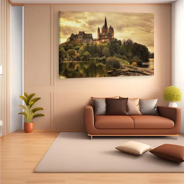 Multicolor_Limburg_Cathedral,_Wooden_Framed_Canvas_Paintings_|_For_Home_Decor_|_Bedroom,_Living_Room,Wall_Decoration_|_Wall_Art_Painting,_Ct0204,_Size_16_X_24_In