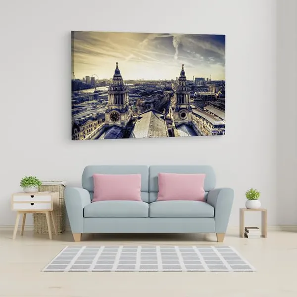 Multicolor_Cathedral_Rooftops_London_St_Pauls,_Wooden_Framed_Canvas_Paintings_|_For_Home_Decor_|_Bedroom,_Living_Room,Wall_Decoration_|_Wall_Art_Painting,_Ct0207,_Size_16_X_24_In