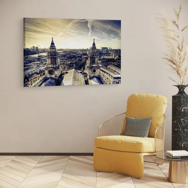 Multicolor_Cathedral_Rooftops_London_St_Pauls,_Wooden_Framed_Canvas_Paintings_|_For_Home_Decor_|_Bedroom,_Living_Room,Wall_Decoration_|_Wall_Art_Painting,_Ct0207,_Size_16_X_24_In