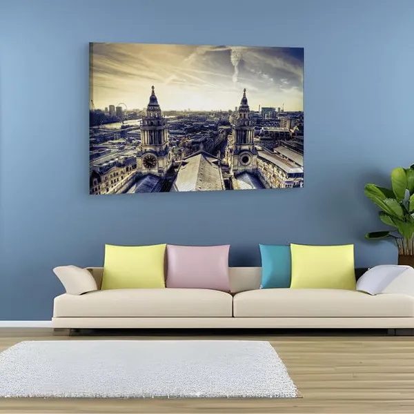Multicolor_Cathedral_Rooftops_London_St_Pauls,_Wooden_Framed_Canvas_Paintings_|_For_Home_Decor_|_Bedroom,_Living_Room,Wall_Decoration_|_Wall_Art_Painting,_Ct0207,_Size_16_X_24_In