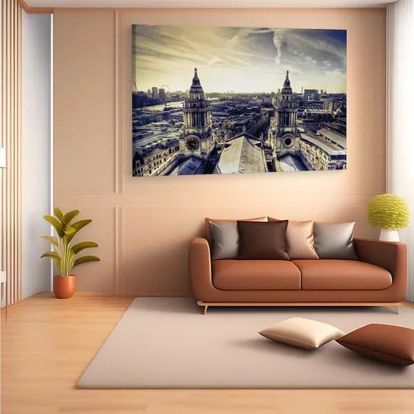 Multicolor_Cathedral_Rooftops_London_St_Pauls,_Wooden_Framed_Canvas_Paintings_|_For_Home_Decor_|_Bedroom,_Living_Room,Wall_Decoration_|_Wall_Art_Painting,_Ct0207,_Size_16_X_24_In