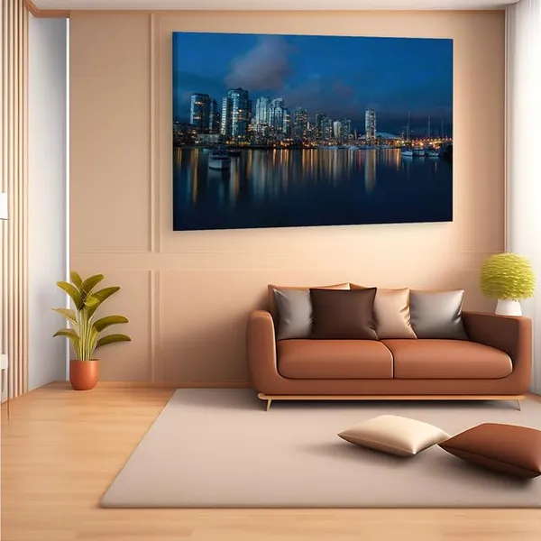 Multicolor_Vancouver_Harbor,_Wooden_Framed_Canvas_Paintings_|_For_Home_Decor_|_Bedroom,_Living_Room,Wall_Decoration_|_Wall_Art_Painting,_Ct0209,_Size_16_X_24_In