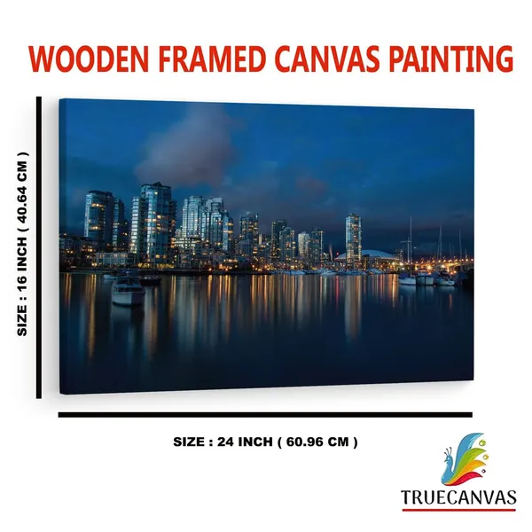 Multicolor_Vancouver_Harbor,_Wooden_Framed_Canvas_Paintings_|_For_Home_Decor_|_Bedroom,_Living_Room,Wall_Decoration_|_Wall_Art_Painting,_Ct0209,_Size_16_X_24_In
