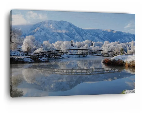 Multicolor_Winter_Bridge,_Wooden_Framed_Canvas_Paintings_|_For_Home_Decor_|_Bedroom,_Living_Room,Wall_Decoration_|_Wall_Art_Painting,_Ct0211,_Size_16_X_24_In