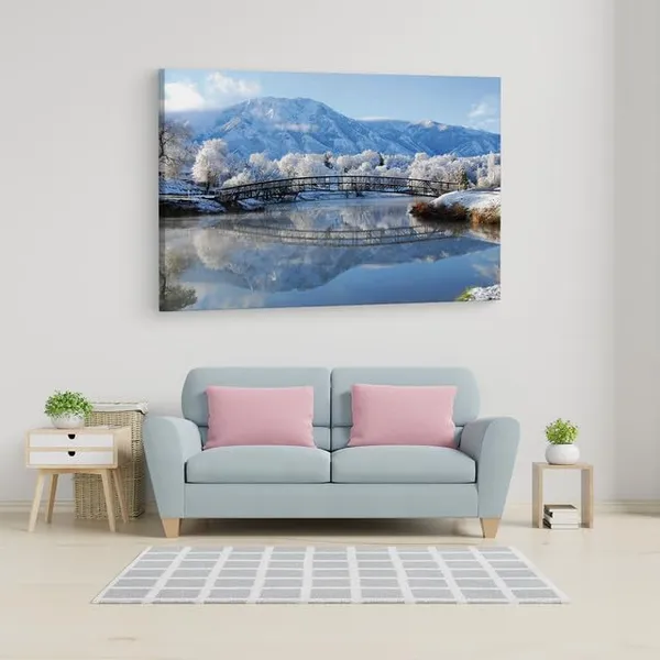 Multicolor_Winter_Bridge,_Wooden_Framed_Canvas_Paintings_|_For_Home_Decor_|_Bedroom,_Living_Room,Wall_Decoration_|_Wall_Art_Painting,_Ct0211,_Size_16_X_24_In