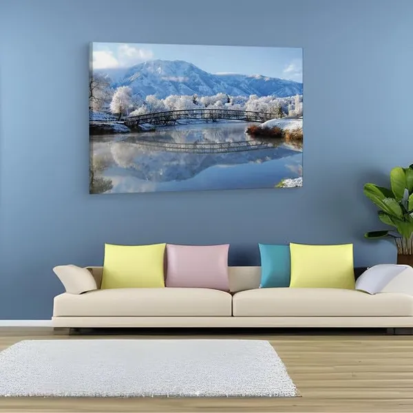 Multicolor_Winter_Bridge,_Wooden_Framed_Canvas_Paintings_|_For_Home_Decor_|_Bedroom,_Living_Room,Wall_Decoration_|_Wall_Art_Painting,_Ct0211,_Size_16_X_24_In