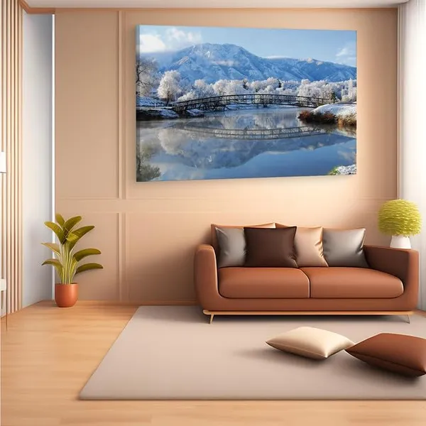 Multicolor_Winter_Bridge,_Wooden_Framed_Canvas_Paintings_|_For_Home_Decor_|_Bedroom,_Living_Room,Wall_Decoration_|_Wall_Art_Painting,_Ct0211,_Size_16_X_24_In