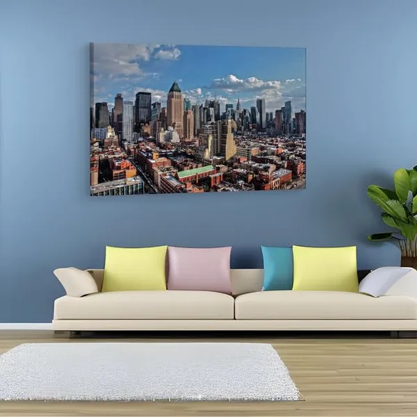Multicolor_Manhattan_Skyline_Z40,_Wooden_Framed_Canvas_Paintings_|_For_Home_Decor_|_Bedroom,_Living_Room,Wall_Decoration_|_Wall_Art_Painting,_Ct0213,_Size_16_X_24_In