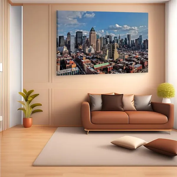 Multicolor_Manhattan_Skyline_Z40,_Wooden_Framed_Canvas_Paintings_|_For_Home_Decor_|_Bedroom,_Living_Room,Wall_Decoration_|_Wall_Art_Painting,_Ct0213,_Size_16_X_24_In