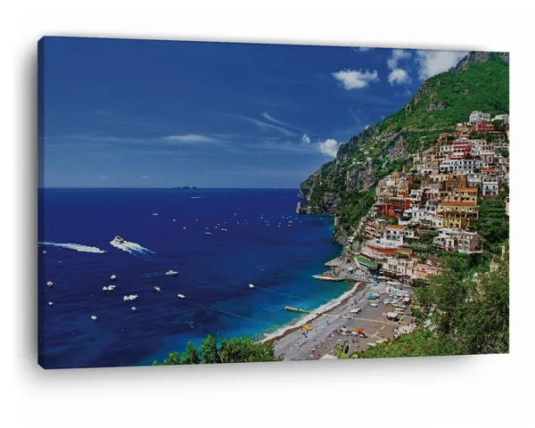 Multicolor_Amalfi_Coast,_Wooden_Framed_Canvas_Paintings_|_For_Home_Decor_|_Bedroom,_Living_Room,Wall_Decoration_|_Wall_Art_Painting,_Ct0221,_Size_16_X_24_In