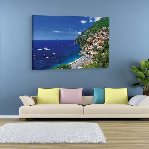 Multicolor_Amalfi_Coast,_Wooden_Framed_Canvas_Paintings_|_For_Home_Decor_|_Bedroom,_Living_Room,Wall_Decoration_|_Wall_Art_Painting,_Ct0221,_Size_16_X_24_In