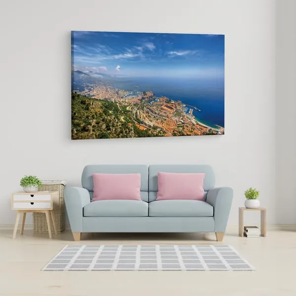 Multicolor_Panoramic_Monaco,_Wooden_Framed_Canvas_Paintings_|_For_Home_Decor_|_Bedroom,_Living_Room,Wall_Decoration_|_Wall_Art_Painting,_Ct0231,_Size_16_X_24_In