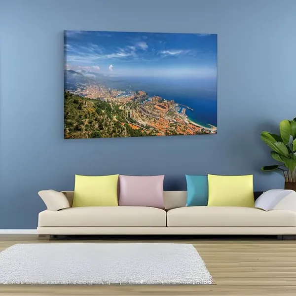 Multicolor_Panoramic_Monaco,_Wooden_Framed_Canvas_Paintings_|_For_Home_Decor_|_Bedroom,_Living_Room,Wall_Decoration_|_Wall_Art_Painting,_Ct0231,_Size_16_X_24_In