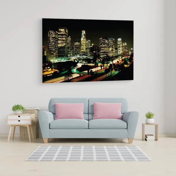 Multicolor_Los_Angeles_City_Night,_Wooden_Framed_Canvas_Paintings_|_For_Home_Decor_|_Bedroom,_Living_Room,Wall_Decoration_|_Wall_Art_Painting,_Ct0232,_Size_16_X_24_In