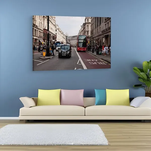 Multicolor_London,_Street,_Traffic,_Wooden_Framed_Canvas_Paintings_|_For_Home_Decor_|_Bedroom,_Living_Room,Wall_Decoration_|_Wall_Art_Painting,_Ct0233,_Size_16_X_24_In