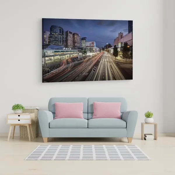 Multicolor_Shinagawa_Station,_Wooden_Framed_Canvas_Paintings_|_For_Home_Decor_|_Bedroom,_Living_Room,Wall_Decoration_|_Wall_Art_Painting,_Ct0237,_Size_16_X_24_In