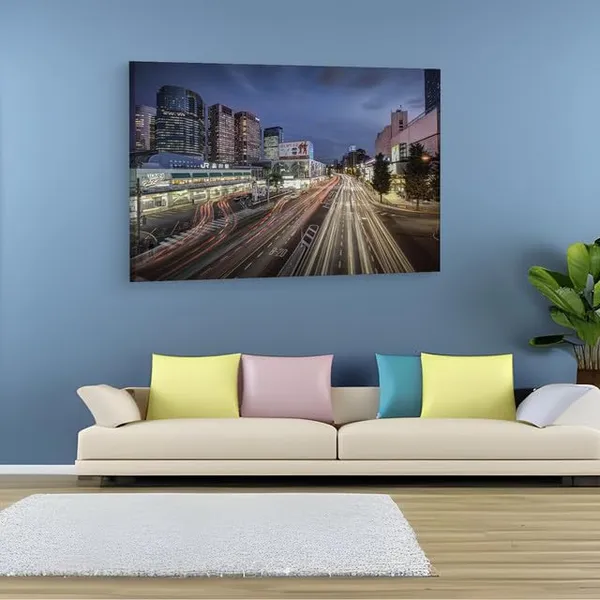 Multicolor_Shinagawa_Station,_Wooden_Framed_Canvas_Paintings_|_For_Home_Decor_|_Bedroom,_Living_Room,Wall_Decoration_|_Wall_Art_Painting,_Ct0237,_Size_16_X_24_In