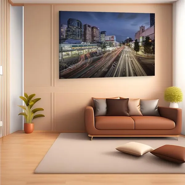 Multicolor_Shinagawa_Station,_Wooden_Framed_Canvas_Paintings_|_For_Home_Decor_|_Bedroom,_Living_Room,Wall_Decoration_|_Wall_Art_Painting,_Ct0237,_Size_16_X_24_In