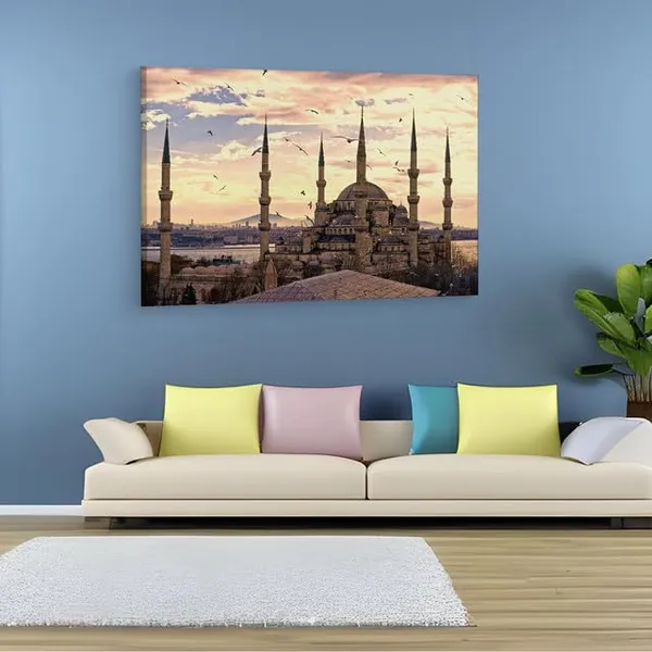 Multicolor_The_Blue_Mosque,_Wooden_Framed_Canvas_Paintings_|_For_Home_Decor_|_Bedroom,_Living_Room,Wall_Decoration_|_Wall_Art_Painting,_Ct0239,_Size_16_X_24_In