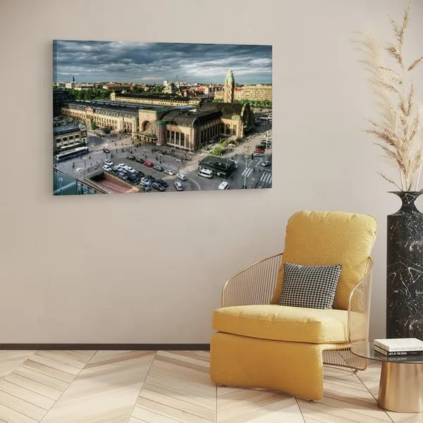 Multicolor_Helsingin_P???Rautatieasema,_Wooden_Framed_Canvas_Paintings_|_For_Home_Decor_|_Bedroom,_Living_Room,Wall_Decoration_|_Wall_Art_Painting,_Ct0241,_Size_16_X_24_In