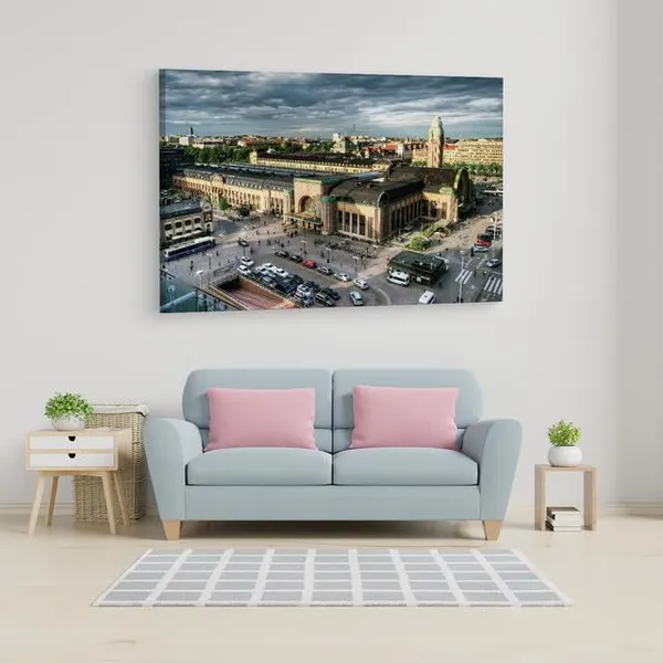 Multicolor_Helsingin_P???Rautatieasema,_Wooden_Framed_Canvas_Paintings_|_For_Home_Decor_|_Bedroom,_Living_Room,Wall_Decoration_|_Wall_Art_Painting,_Ct0241,_Size_16_X_24_In