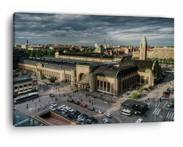 Multicolor_Helsingin_P???Rautatieasema,_Wooden_Framed_Canvas_Paintings_|_For_Home_Decor_|_Bedroom,_Living_Room,Wall_Decoration_|_Wall_Art_Painting,_Ct0241,_Size_16_X_24_In