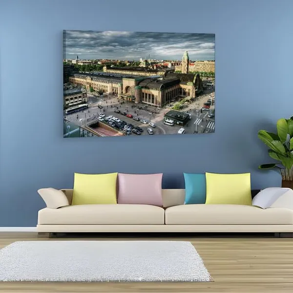 Multicolor_Helsingin_P???Rautatieasema,_Wooden_Framed_Canvas_Paintings_|_For_Home_Decor_|_Bedroom,_Living_Room,Wall_Decoration_|_Wall_Art_Painting,_Ct0241,_Size_16_X_24_In